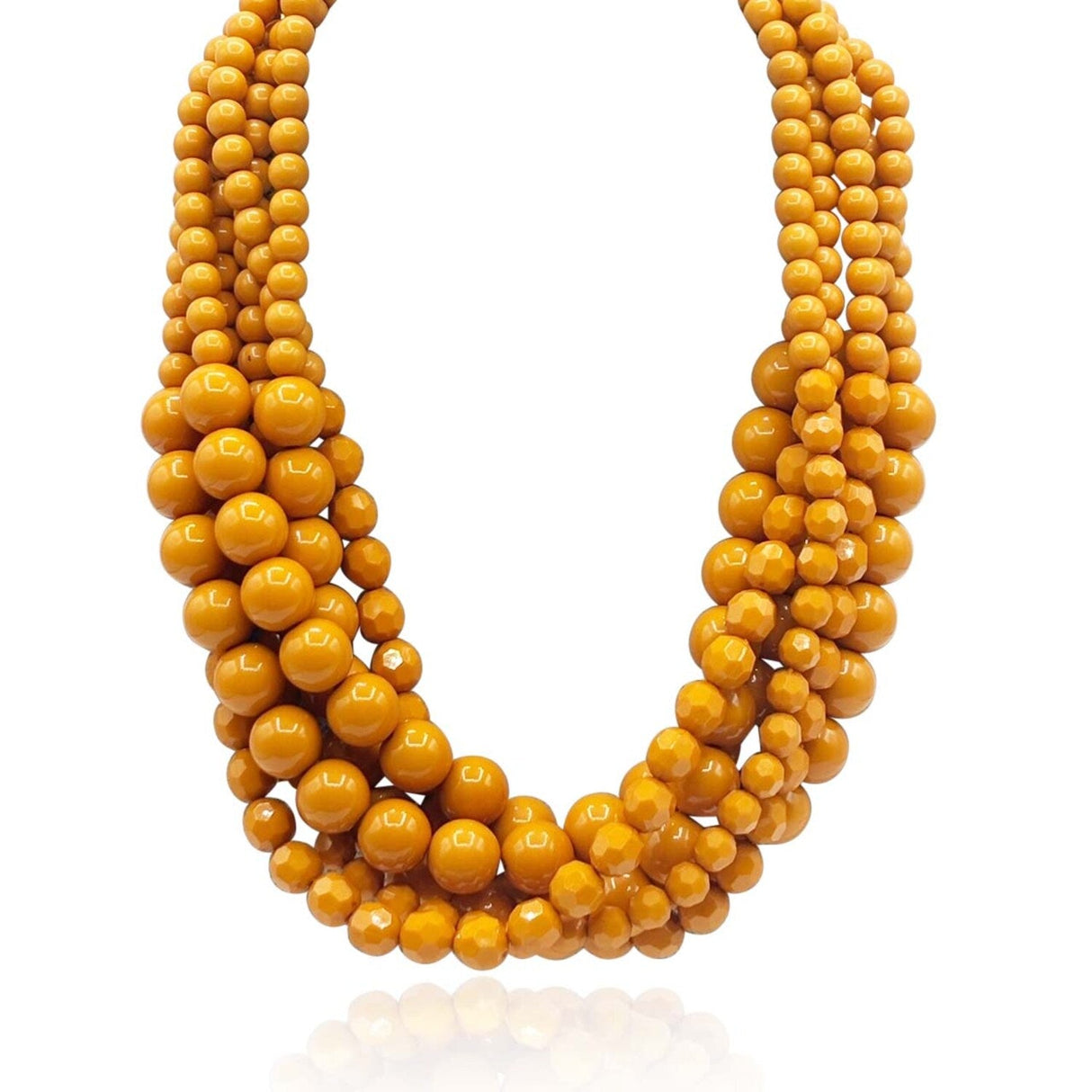 Multi Strand Faceted and Round Bead Mustard Toursade