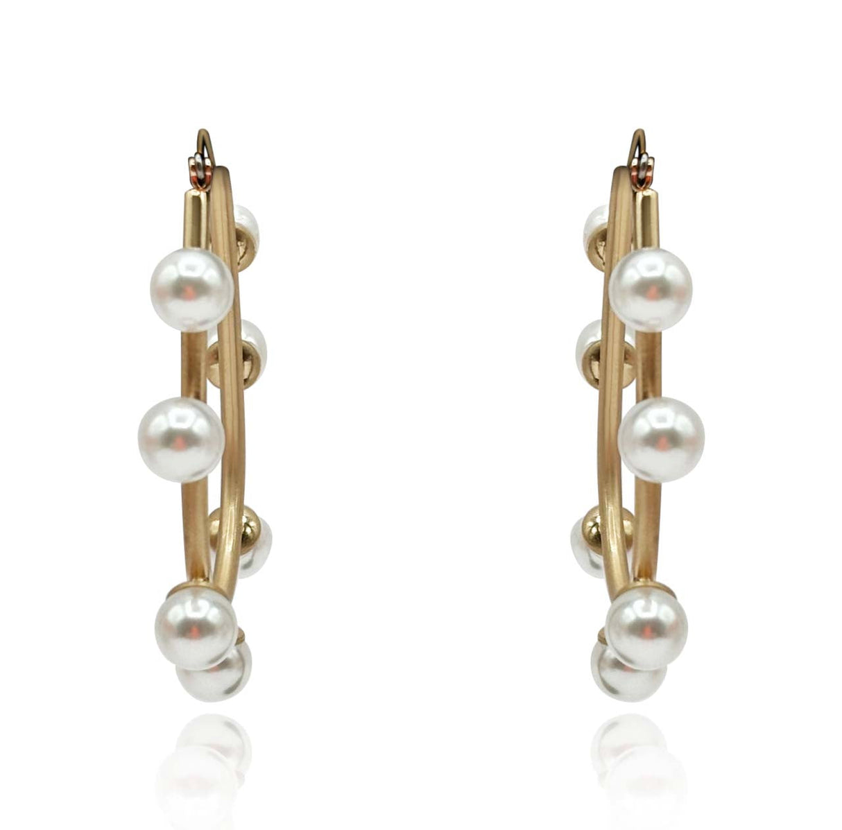 Gold and Pearl Hoop Earrings