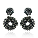 Hematite Glass Faceted Bead Clip on Drop Earrings