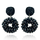 Black Glass Faceted Bead Clip on Drop Earrings