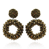 Gold Glass Faceted Bead Clip on Drop Earrings
