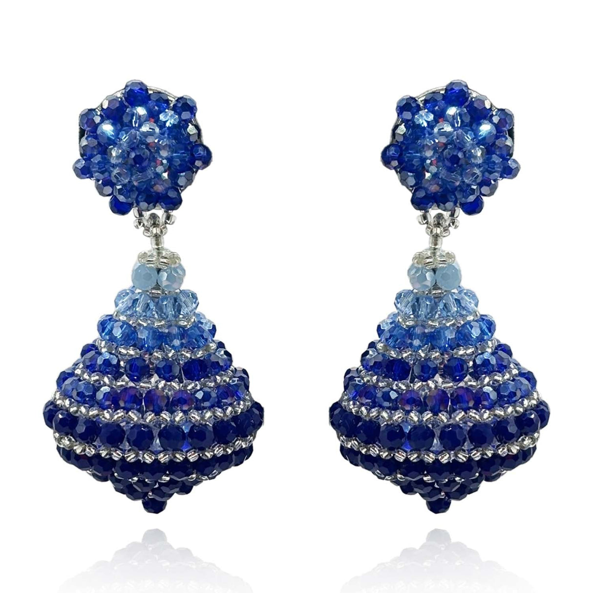 Sapphire Faceted Bead Clip on Drop Earrings