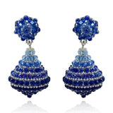 Sapphire Faceted Bead Clip on Drop Earrings