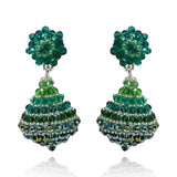Emerald Faceted Bead Clip on Drop Earrings
