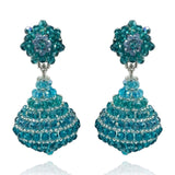 Aqua Faceted Bead Clip on Drop Earrings