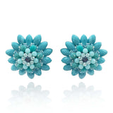 Turquoise Faceted Glass Bead Clip on Earring