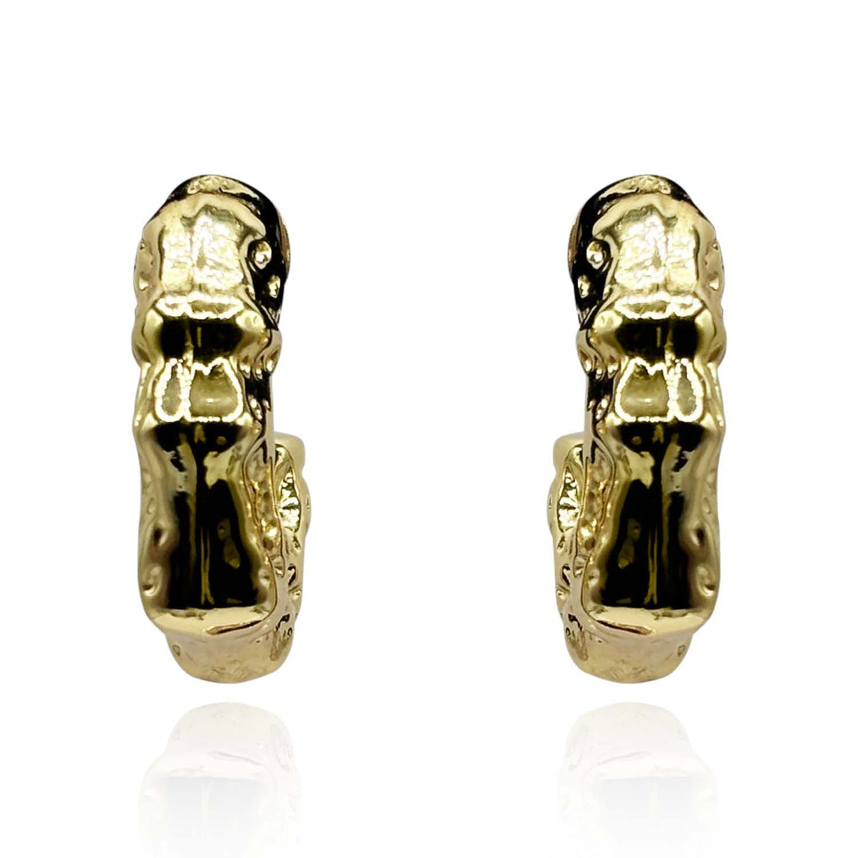 Gold Plate Bamboo Clip on Hoop Earrings