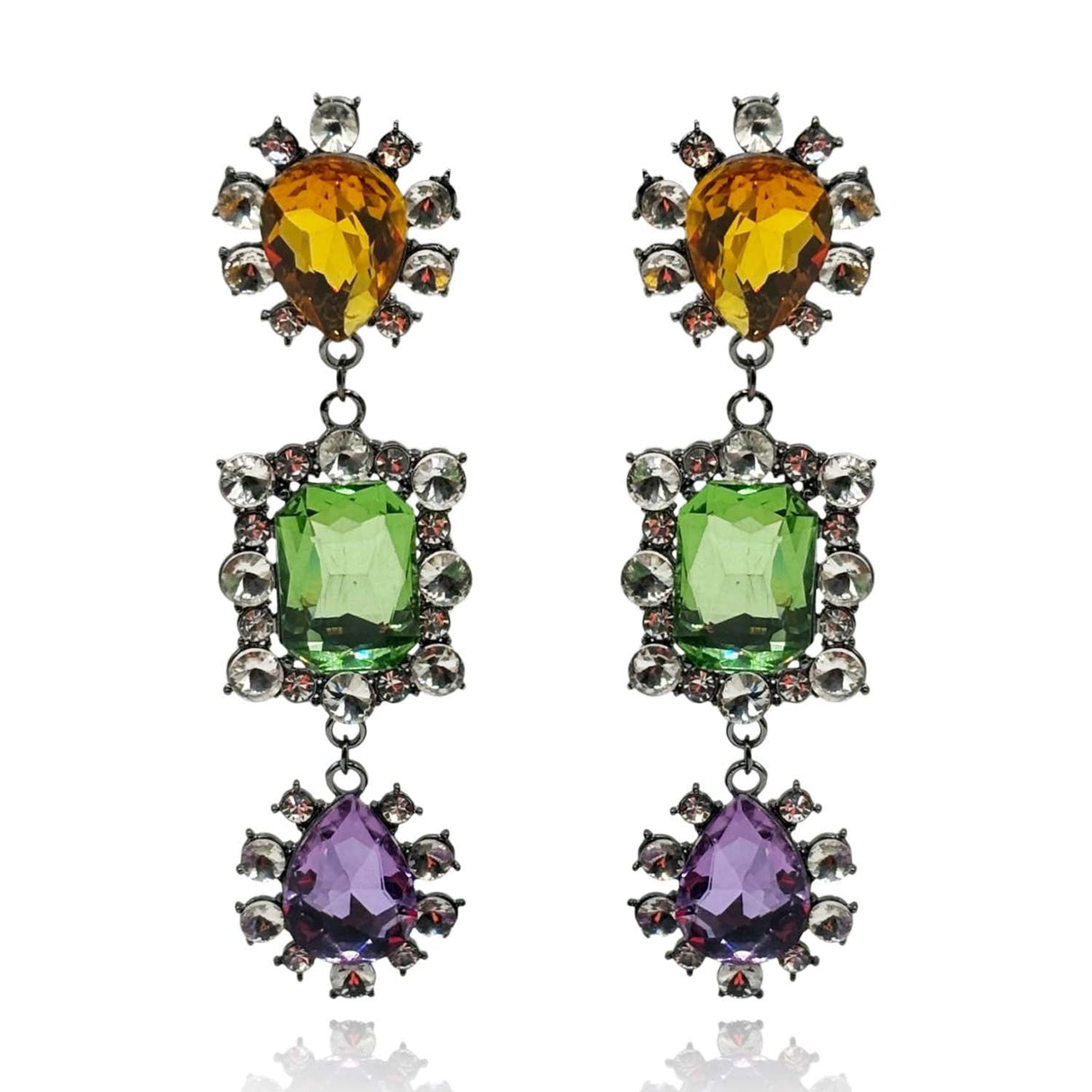 Showstopper Topaz & Peridot & Light Amethyst Drop Earrings
