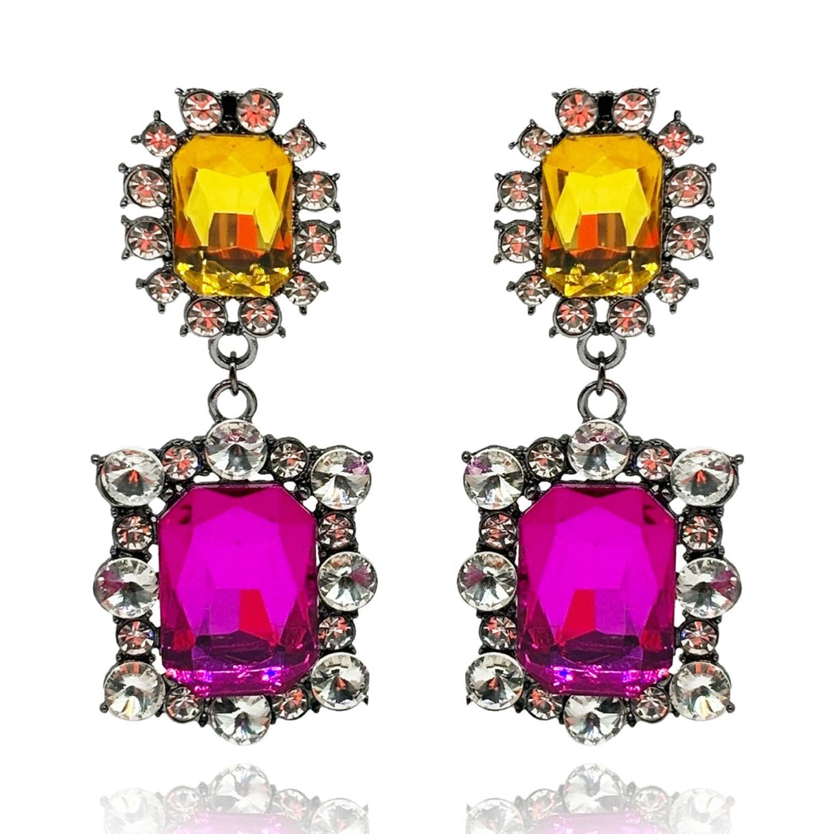 Grand Topaz and Fuschia Drop Earrings
