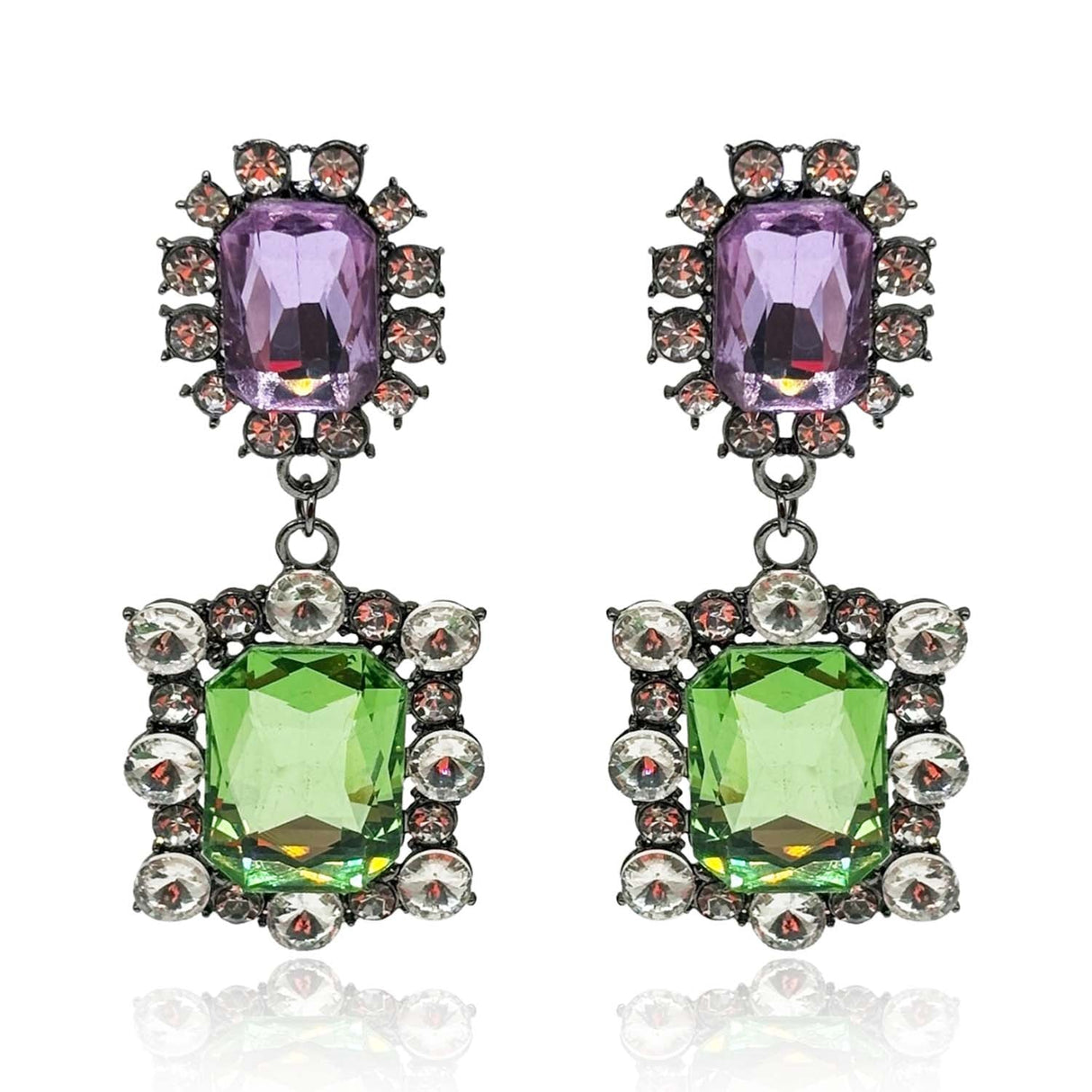 Grand Light Amethyst & Peridot Drop Earrings