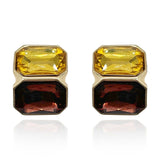 Topaz and Dark Topaz Double Stone Clip Earrings