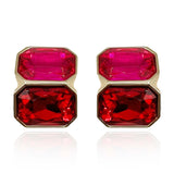 Fuschia and Ruby Double Stone Clip Earrings