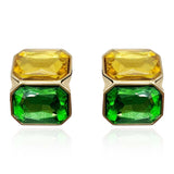 Topaz and Emerald Double Stone Clip Earrings