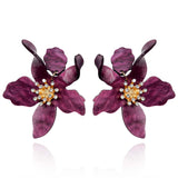 Amethyst Floral Resin Drop Earrings
