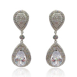 Cubic Zirconium Pear Shape Drop Clip on Earrings
