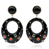 Studded Black Resin Large Hoop Earrings