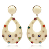 Studded Ivory Resin Large Hoop Earrings
