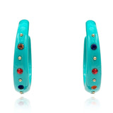 Large Turquoise Studded Resin Hoop Earrings
