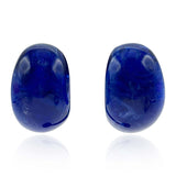 Navy Marbled Resin Semi Hoop Clip on Earrings