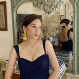 Triple Round Crystal Topaz Drop Earrings Surrounded by Round Topaz Stones