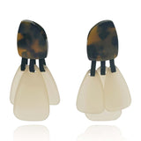 Tortoise Resin Top Earrings With Mother of Pearl Resin Drops