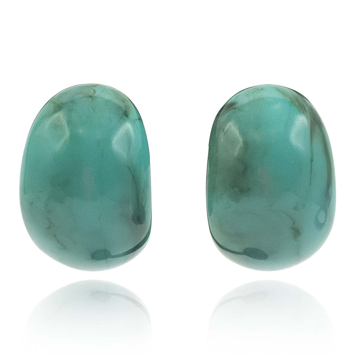 Turquoise Marbled Resin Semi Hoop Clip on Earrings