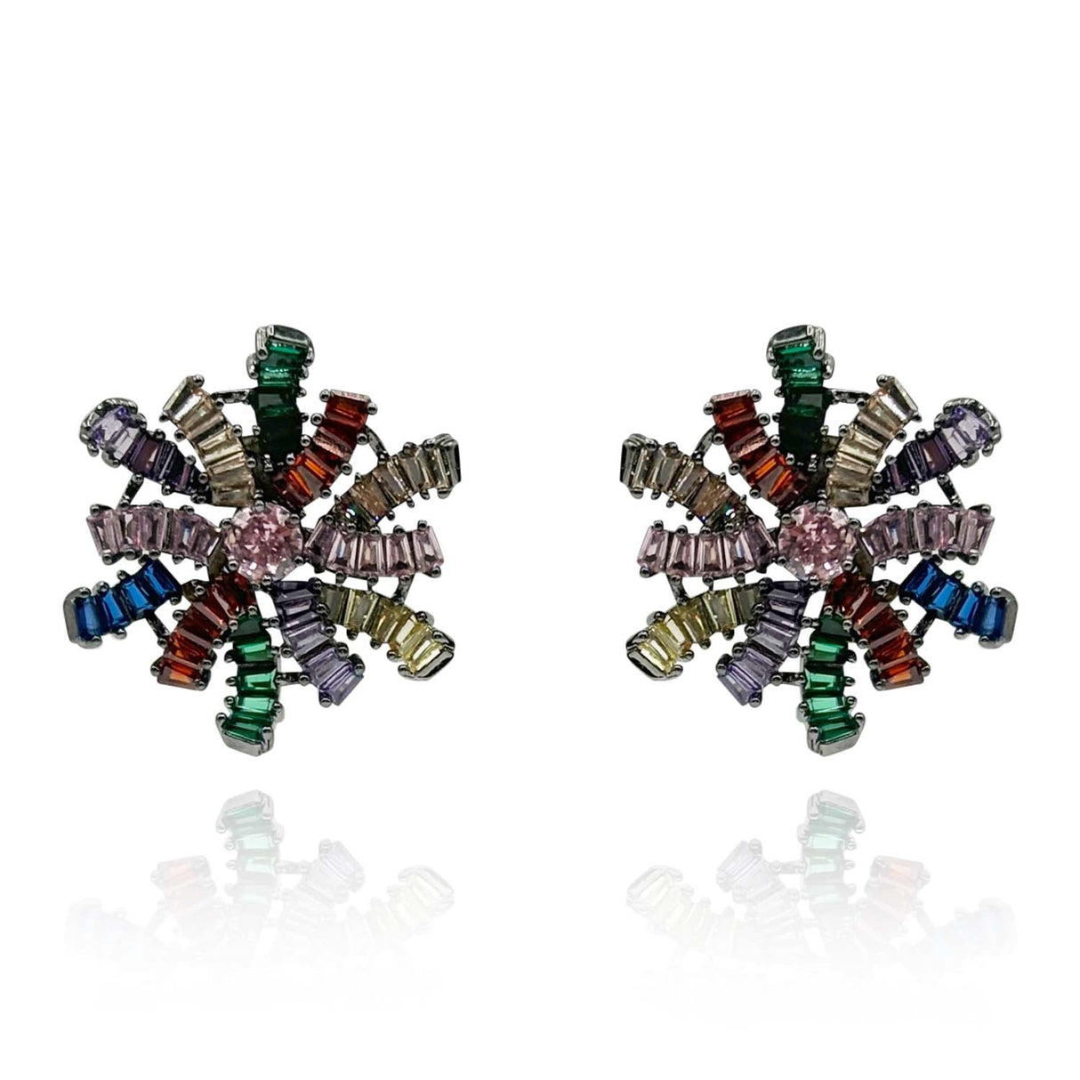 Multi Color Baguette Clip on Earring