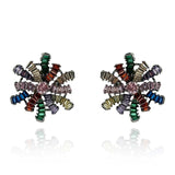 Multi Color Baguette Clip on Earring