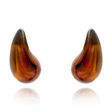 Tortoise Resin Pierced Hoop Earrings