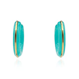 Turquoise Resin Hoop Earrings With Gold Stripe