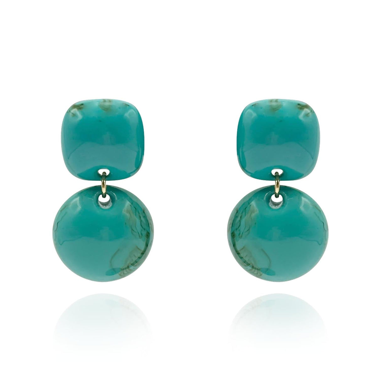 Turquoise Small Resin Clip-on Drop Earrings