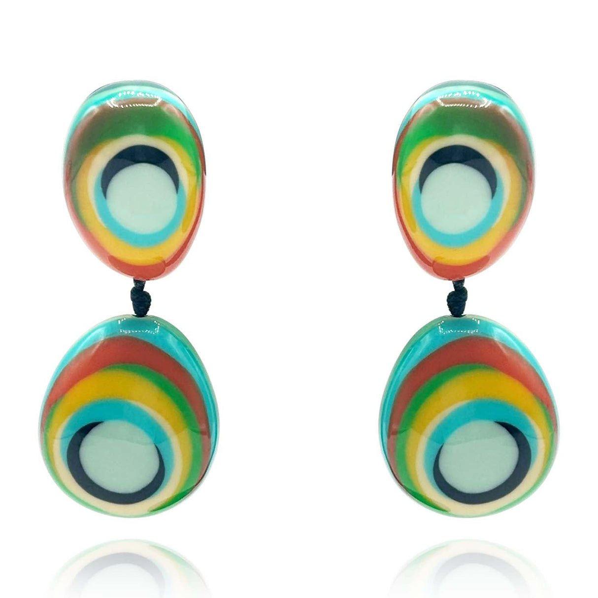Multi-Color Shades of Blue and Green Pop Color Drop Pierced Earrings