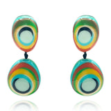 Multi-Color Shades of Blue and Green Pop Color Drop Pierced Earrings