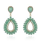 Aqua Navette Crystal Drop Earrings