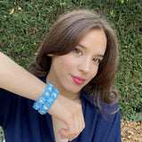 Turquoise Enamel and Cushion Shape Bracelet