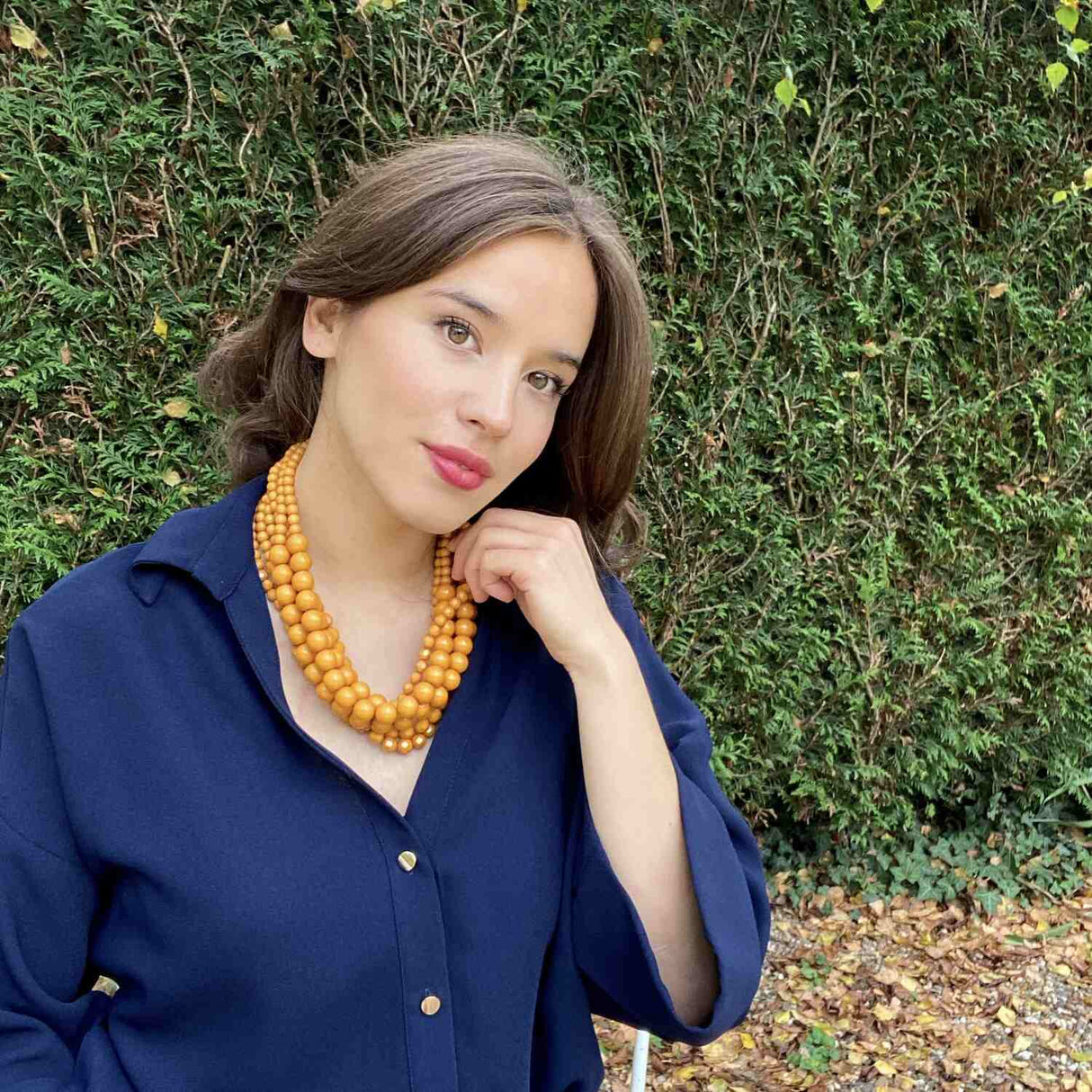 Multi Strand Faceted and Round Bead Mustard Toursade