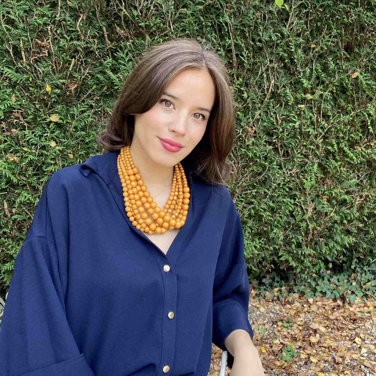 Multi Strand Faceted and Round Bead Mustard Toursade