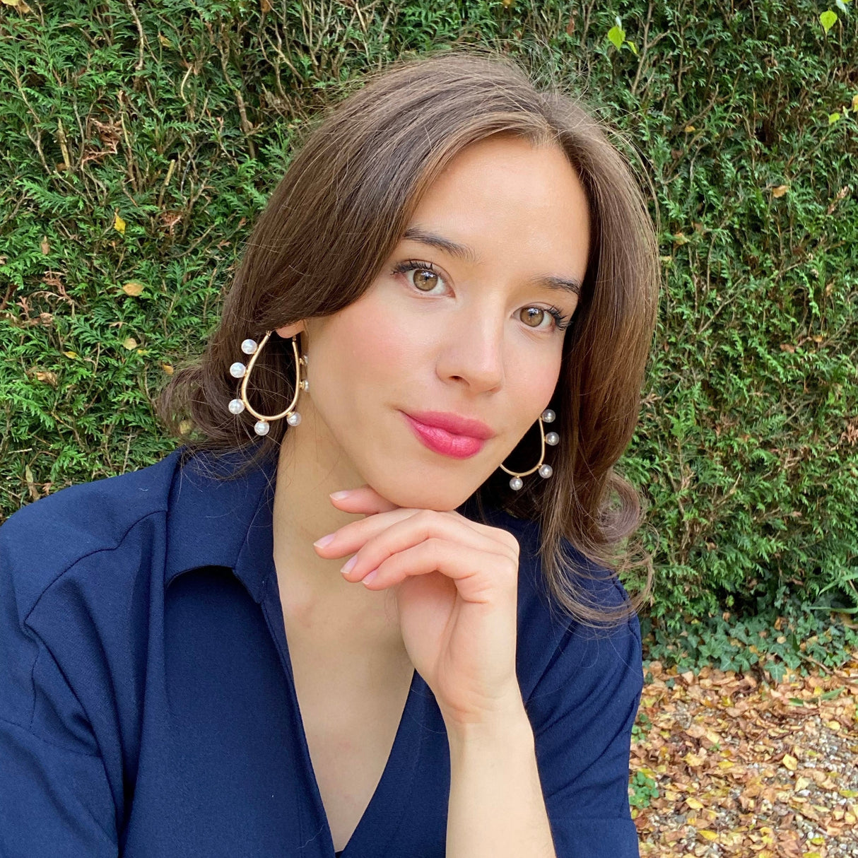 Gold and Pearl Hoop Earrings