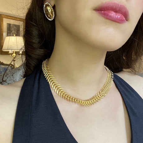 Crystal Trimmed Oval Gold Earrings
