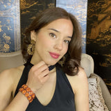 Brown Enamel and Cushion Shape Bracelet