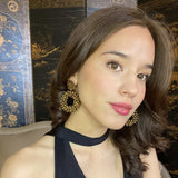Gold Glass Faceted Bead Clip on Drop Earrings