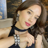 Black Enamel and Cushion Shape Bracelet