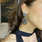 Hematite Glass Faceted Bead Clip on Drop Earrings