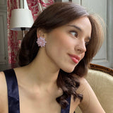 Rose and Pink Aurora Borealis Faceted Glass Bead Clip on Earring