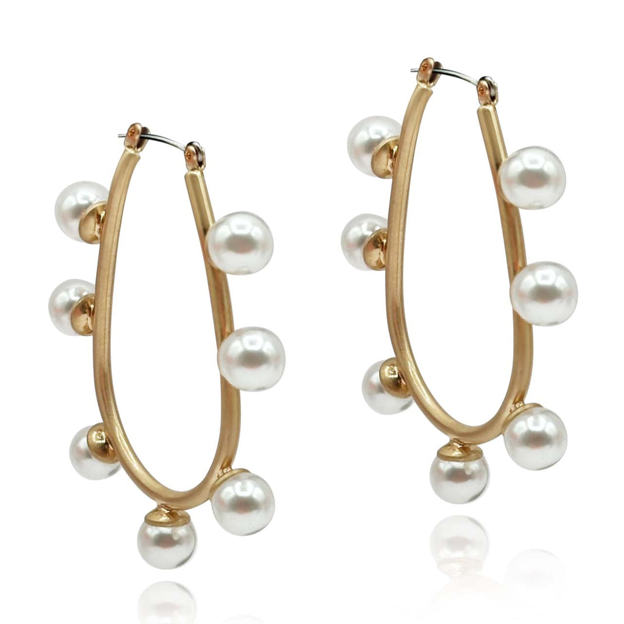 Gold and Pearl Hoop Earrings