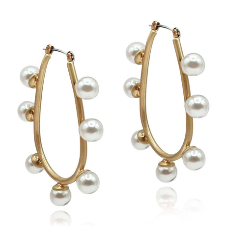 Gold and Pearl Hoop Earrings