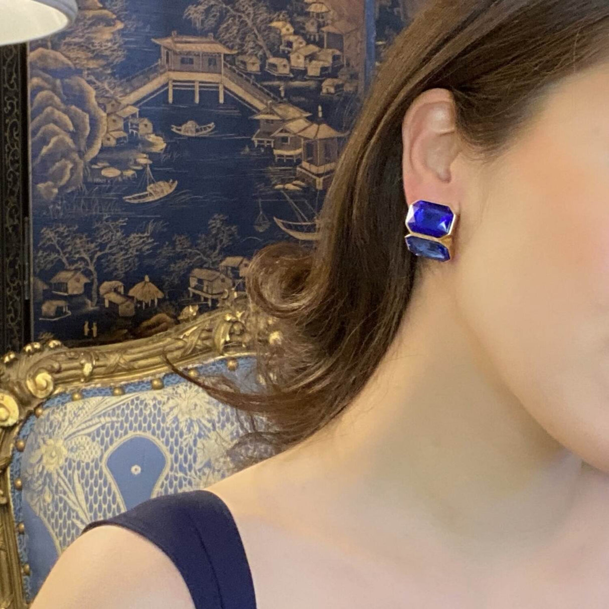 Sapphire and Light Sapphire Clip Earrings