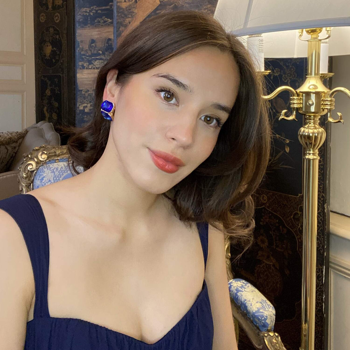 Sapphire and Light Sapphire Clip Earrings