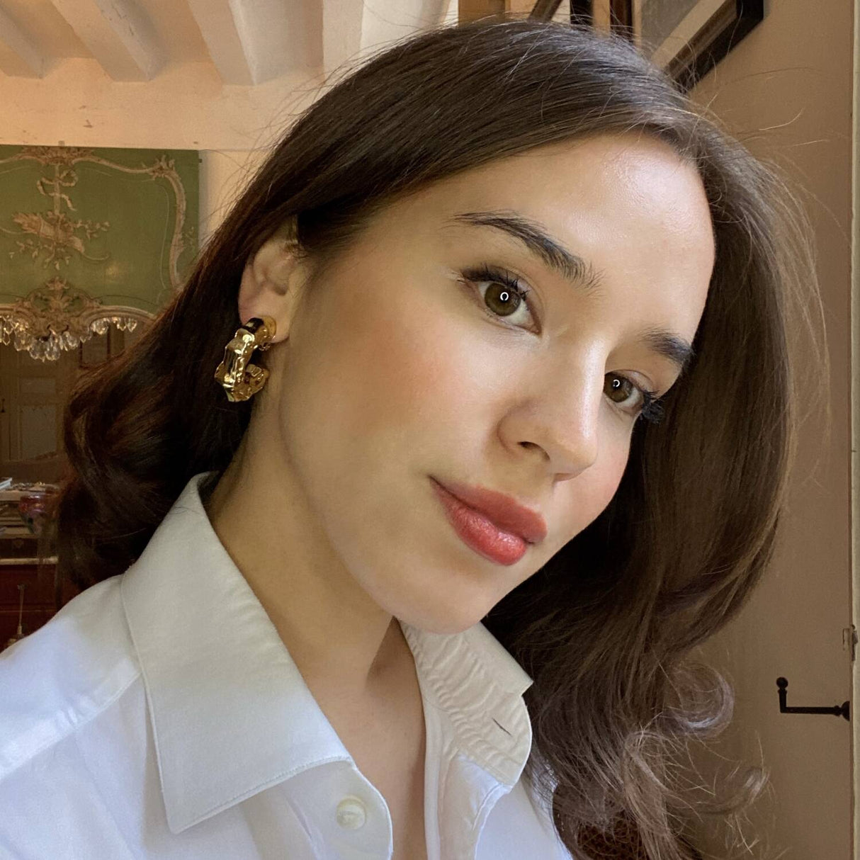 Gold Plate Bamboo Clip on Hoop Earrings