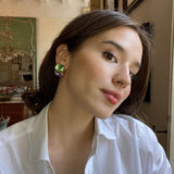 Peridot and Light Amethyst Double Stone Clip Earrings